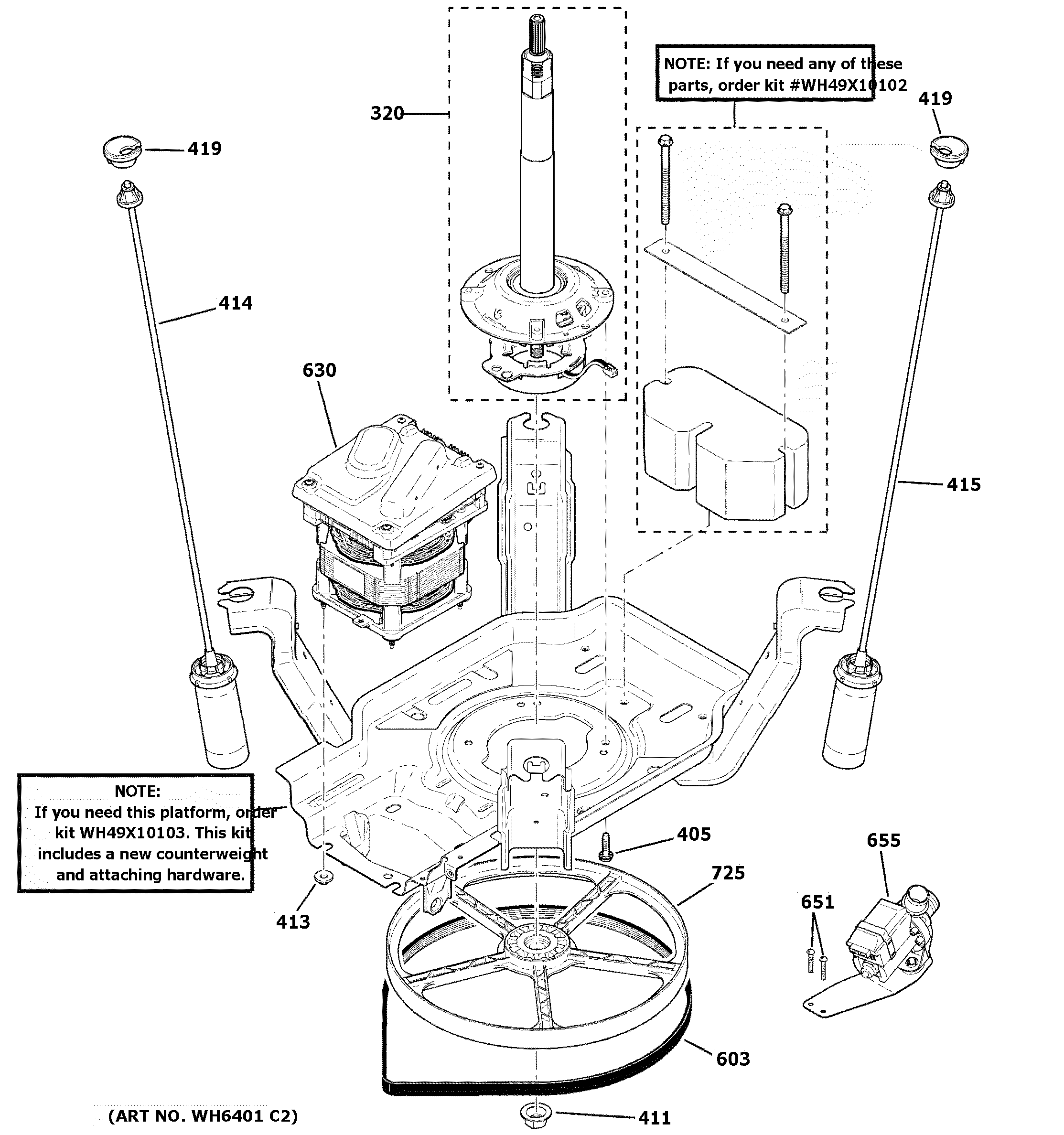 Suspension, pump & drive components