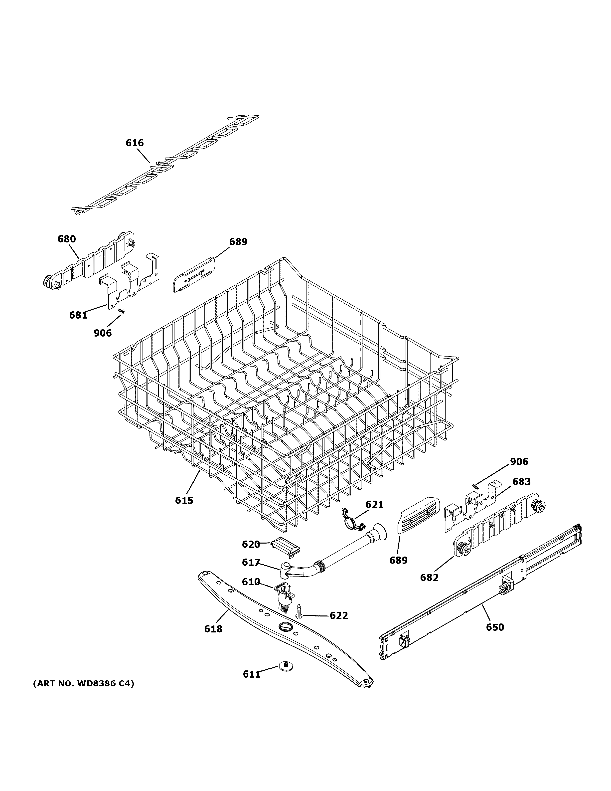 Upper rack assembly