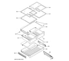 GE XNE25JSKJFSS fresh food shelves diagram