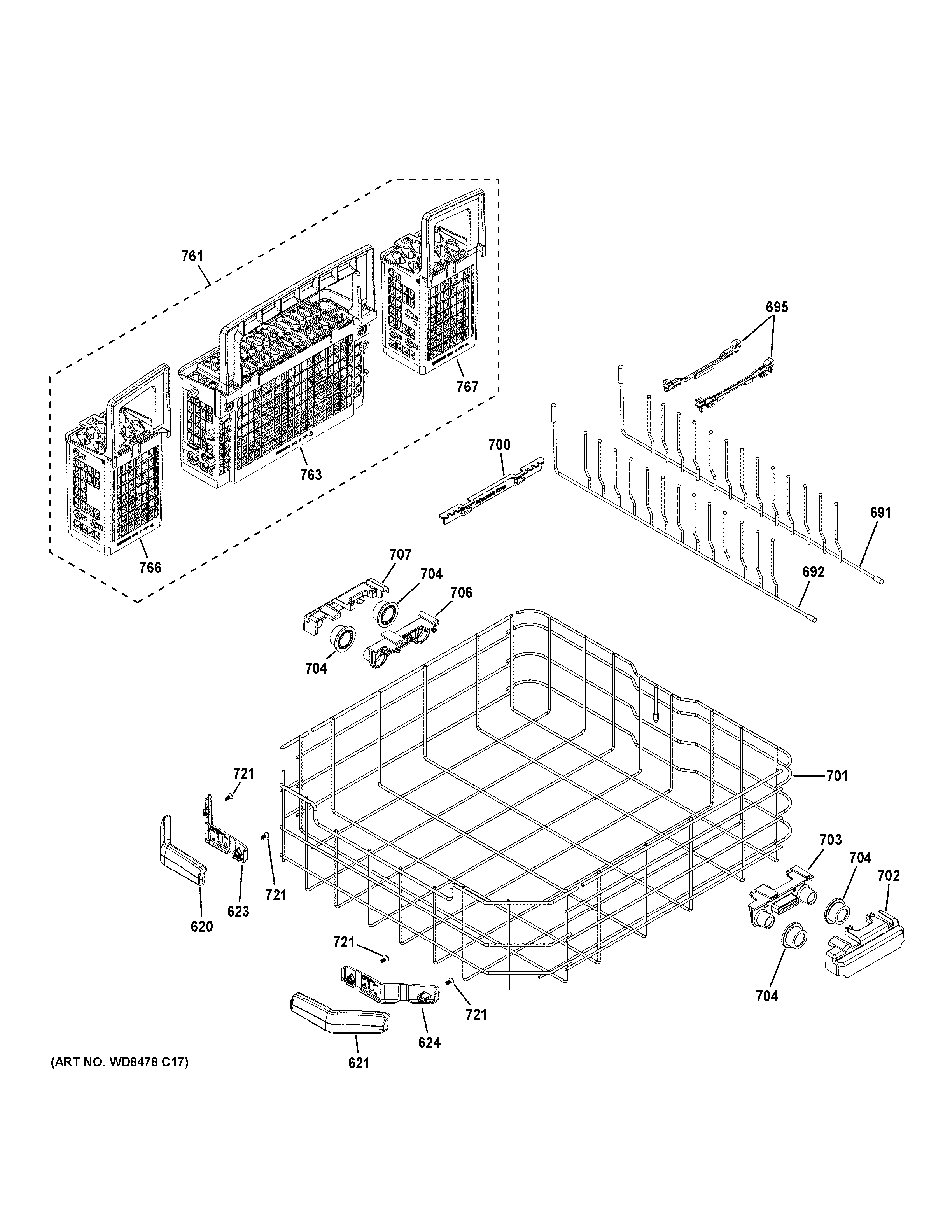 Lower rack assembly