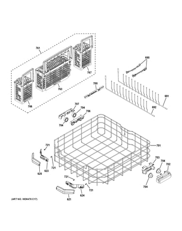 Lower rack assembly