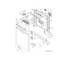 GE GDF570SGJ0CC escutcheon & door assembly diagram