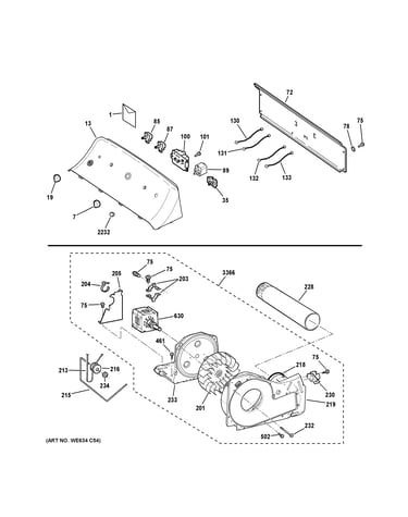 Backsplash, blower & motor assembly