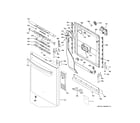 GE GDT580SGF4WW escutcheon & door assembly diagram