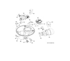 GE DDT575SGF4WW sump & motor mechanism diagram