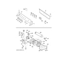 GE DWXR483EG7WW backsplash, blower & motor assembly diagram