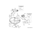 GE GDF520PGD0BB sump & motor mechanism diagram