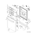 GE GDT530PGD0BB escutcheon & door assembly diagram