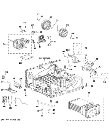 Blower, motor & condenser assembly