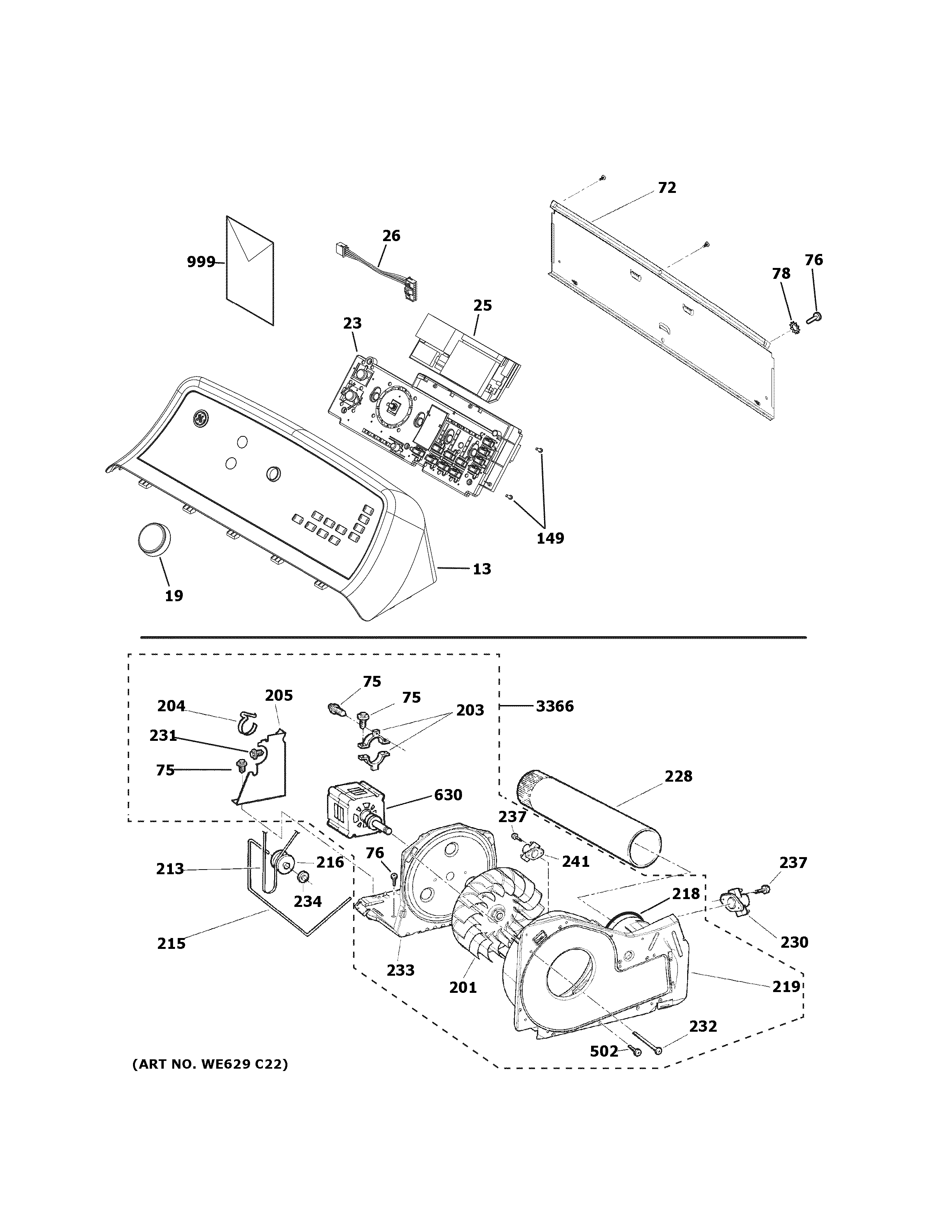 BACKSPLASH, BLOWER & MOTOR ASSEMBLY