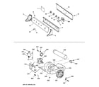 GE DRSR483GD3CC backsplash, blower & motor assembly diagram