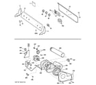 GE DRSR495EG8WW backsplash, blower & motor assembly diagram