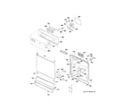 GE GSD3300K70BB escutcheon & door assembly diagram