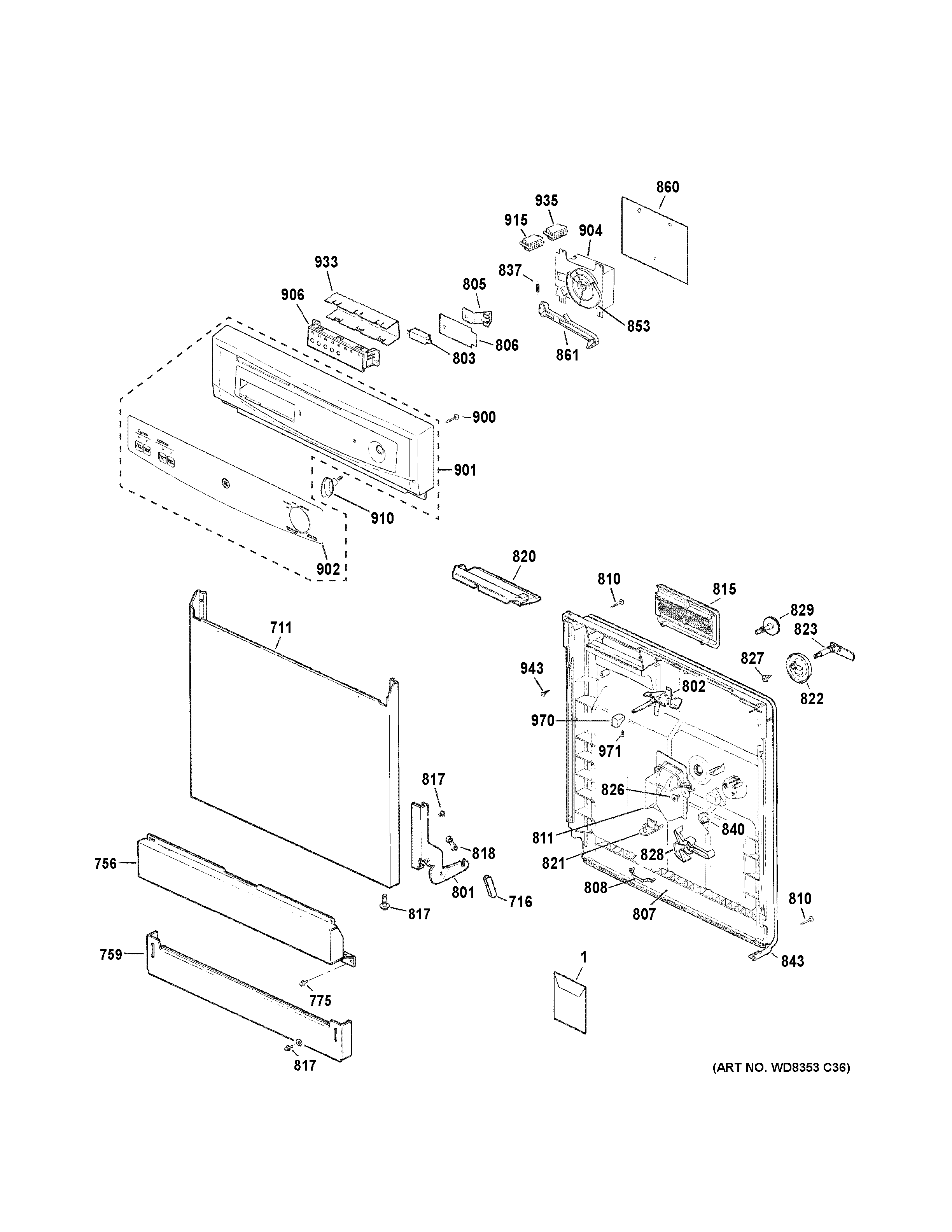 Escutcheon & door assembly
