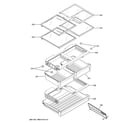 GE GYE18JEMKFDS fresh food shelves diagram