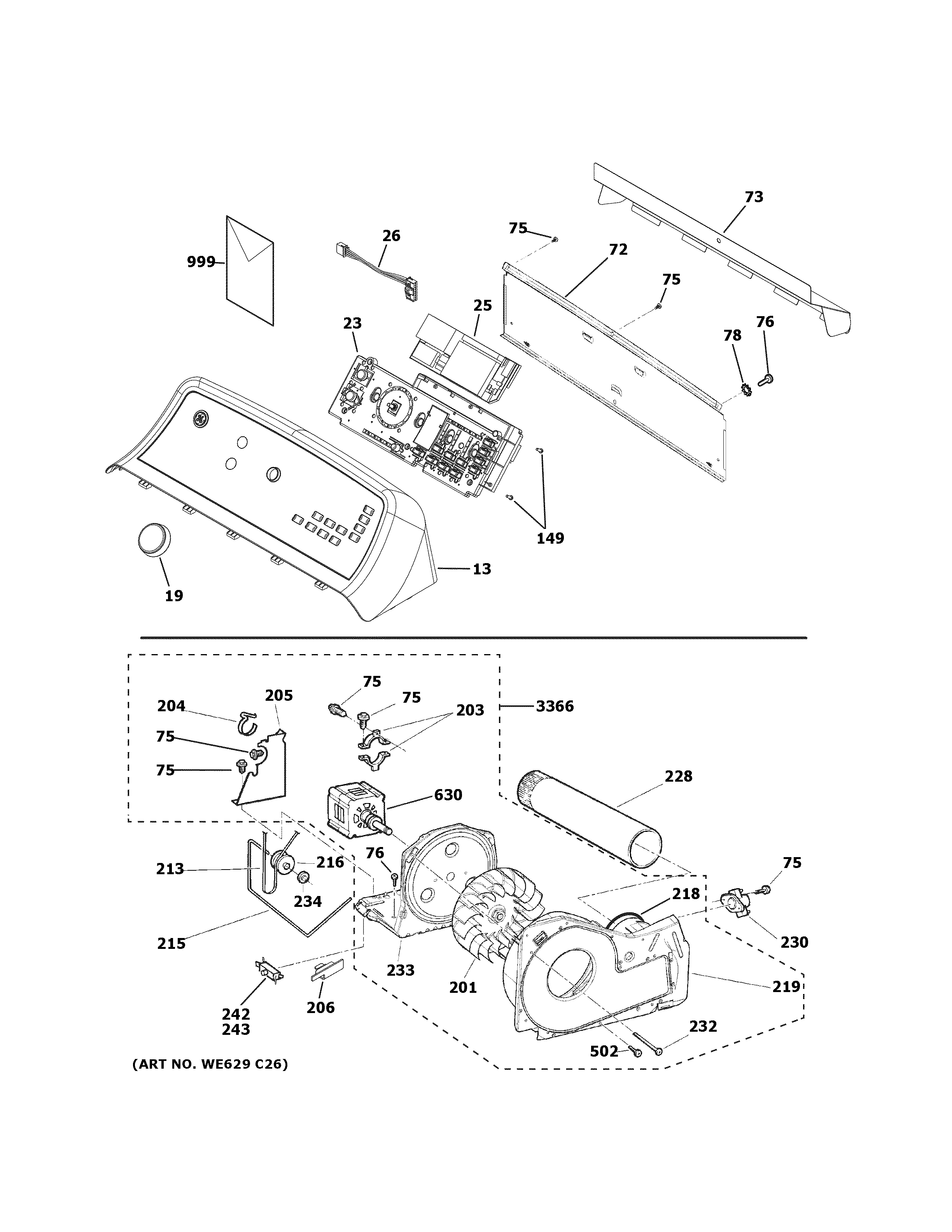 BACKSPLASH, BLOWER & MOTOR ASSEMBLY