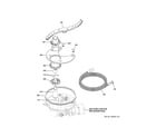 GE GDF511PGM0WW sump & filter assembly diagram