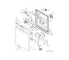 GE GDF510PGM0WW escutcheon & door assembly diagram