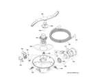 GE GDF510PGM4BB motor, sump & filter assembly diagram