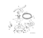 GE DDT700SBN3TS motor, sump & filter assembly diagram