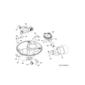 GE GDF610PGJ6WW sump & motor mechanism diagram