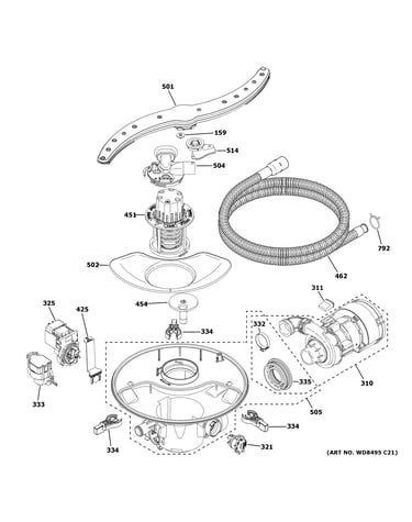 Motor, sump & filter assembly