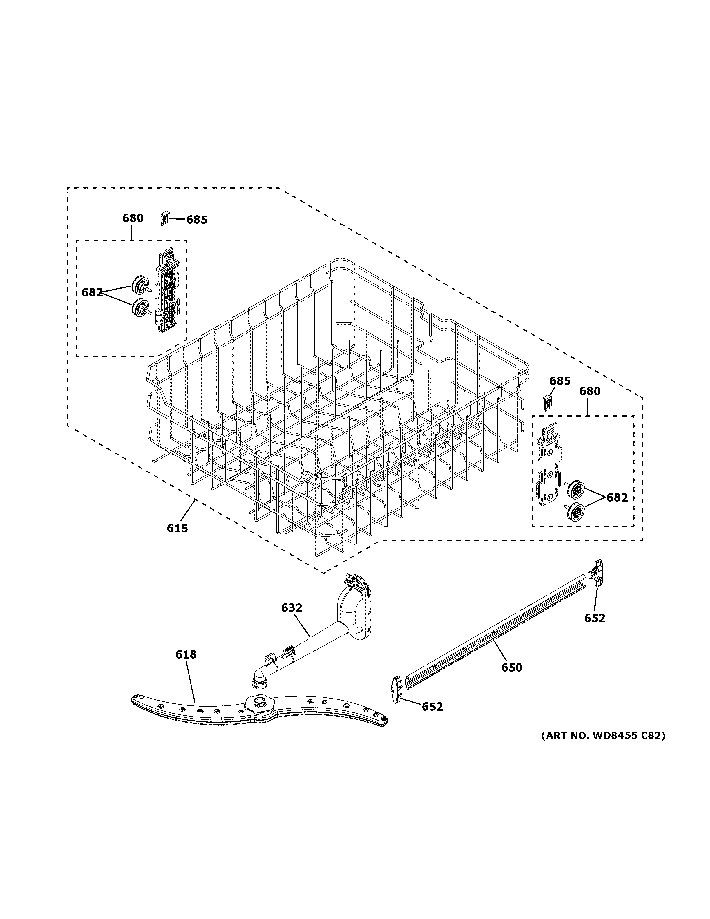 Upper rack assembly