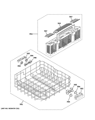 Lower rack assembly
