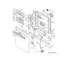 GE GDP615HFM0DS escutcheon & door assembly diagram
