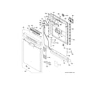 GE GDF650SMJ5ES escutcheon & door assembly diagram