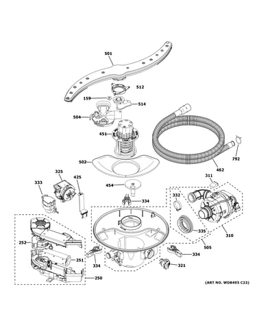 Motor, sump & filter assembly