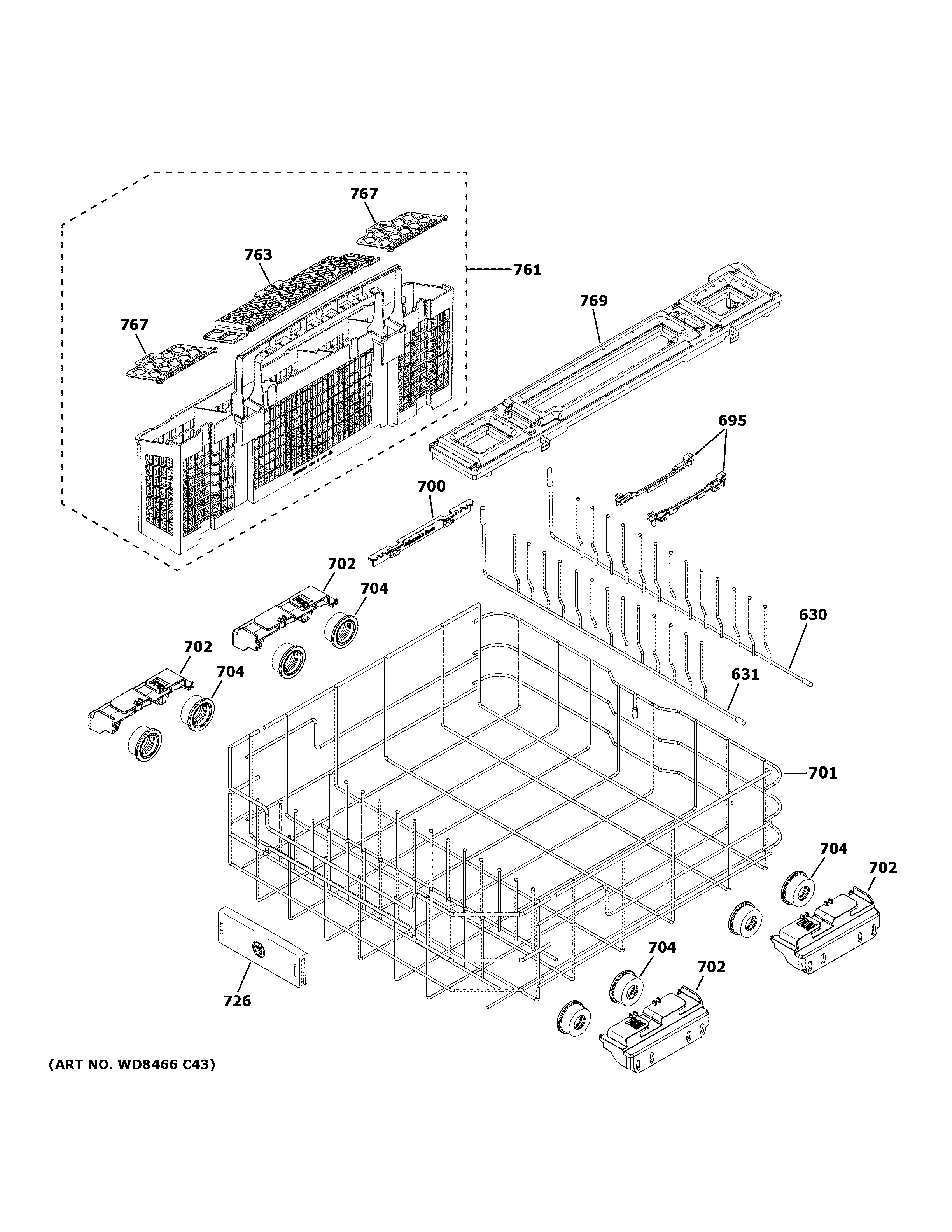 Lower rack assembly