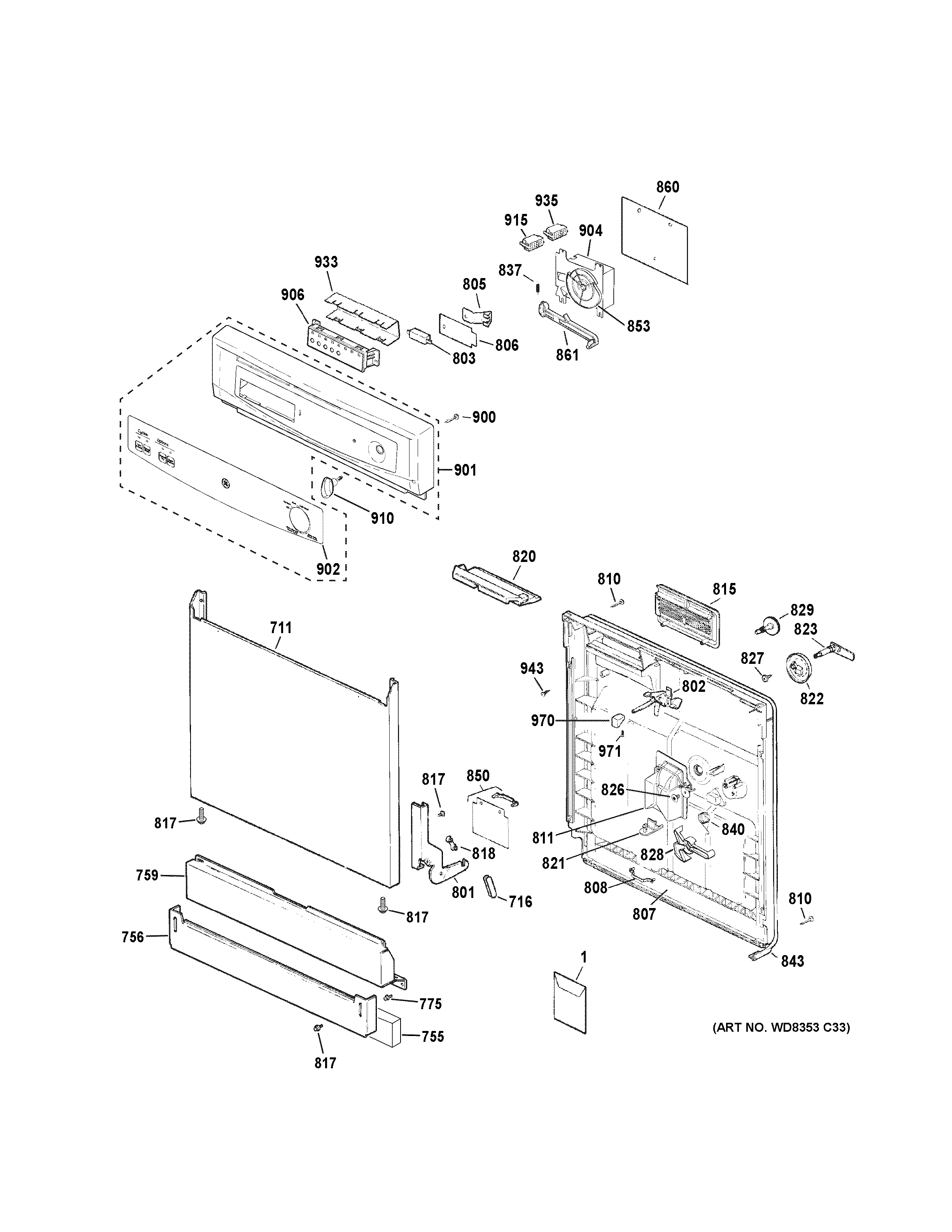 Escutcheon & door assembly