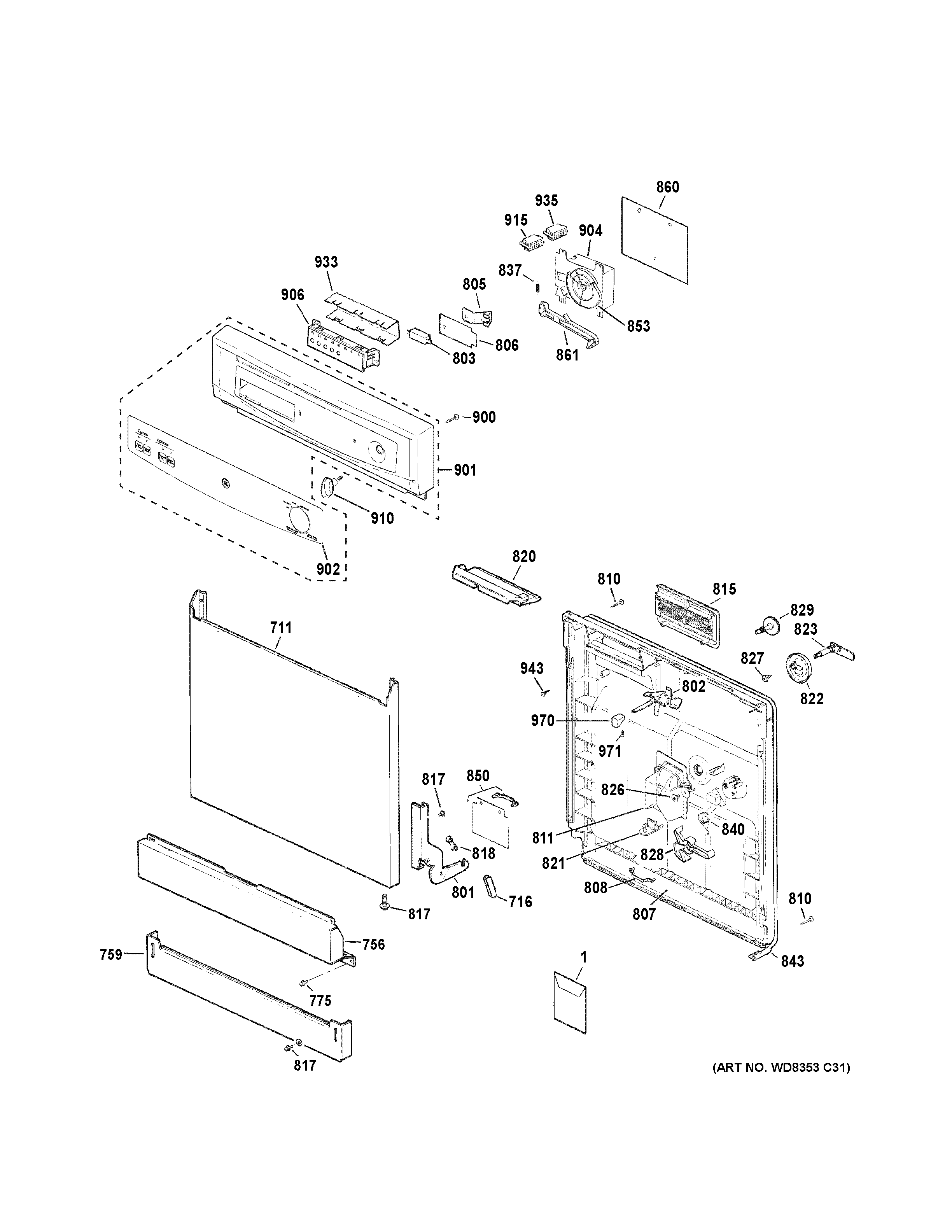 Escutcheon & door assembly