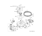 GE CDT855P2N5S1 motor, sump & filter assembly diagram