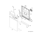 Hotpoint HDF330PGR1BB escutcheon & door assembly diagram