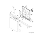 GE GDF511PGR1WW escutcheon & door assembly diagram