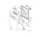 GE GDF630PGM1BB escutcheon & door assembly diagram