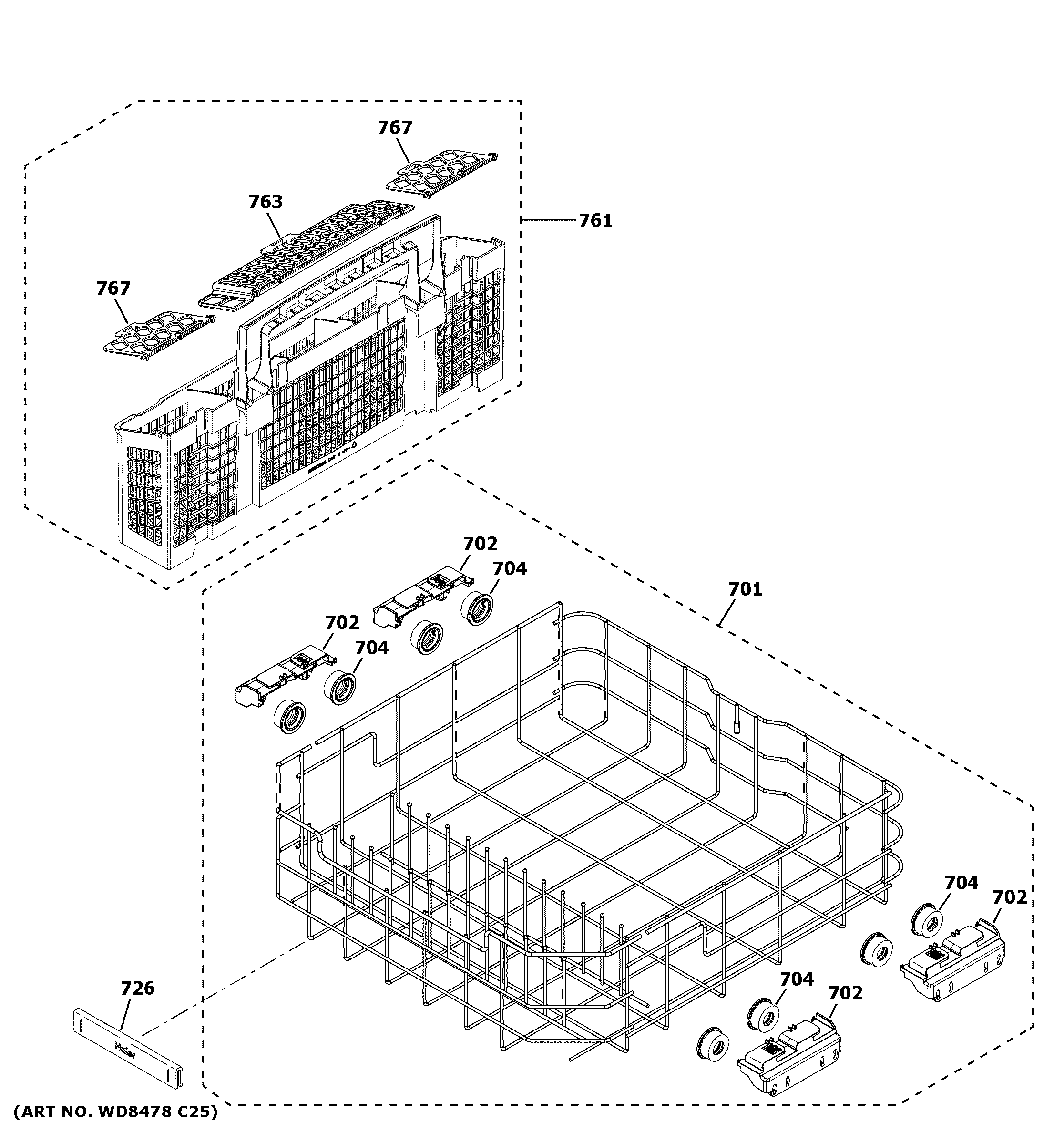 Lower rack assembly