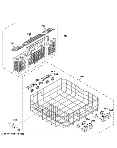 Lower rack assembly