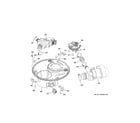 GE PDT825SGJ0WW sump & motor mechanism diagram