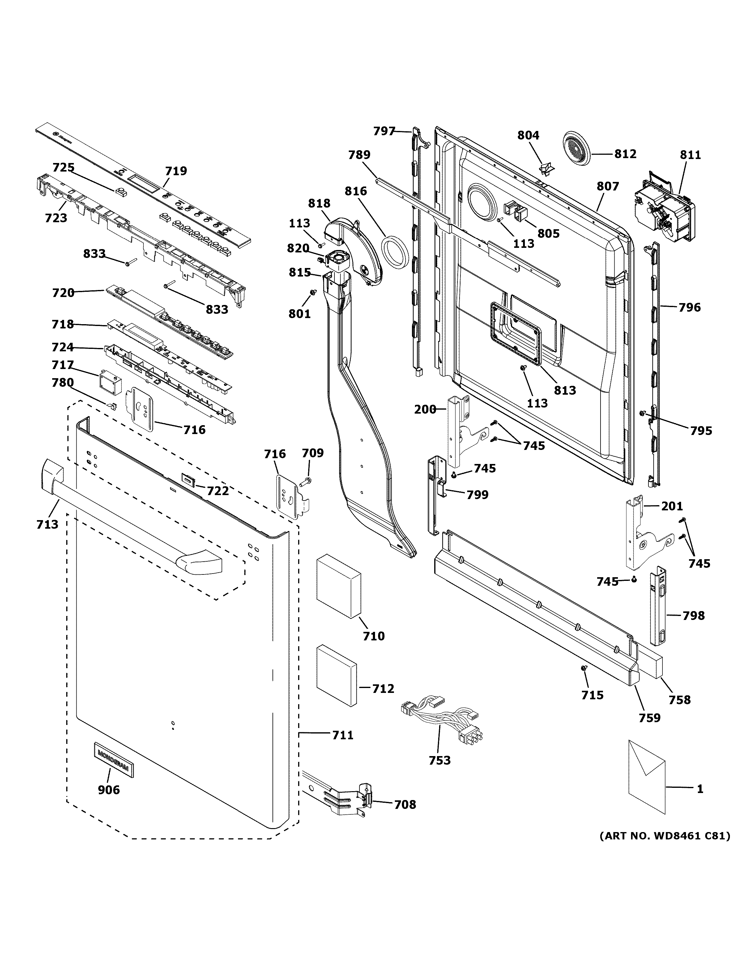 Escutcheon & door assembly