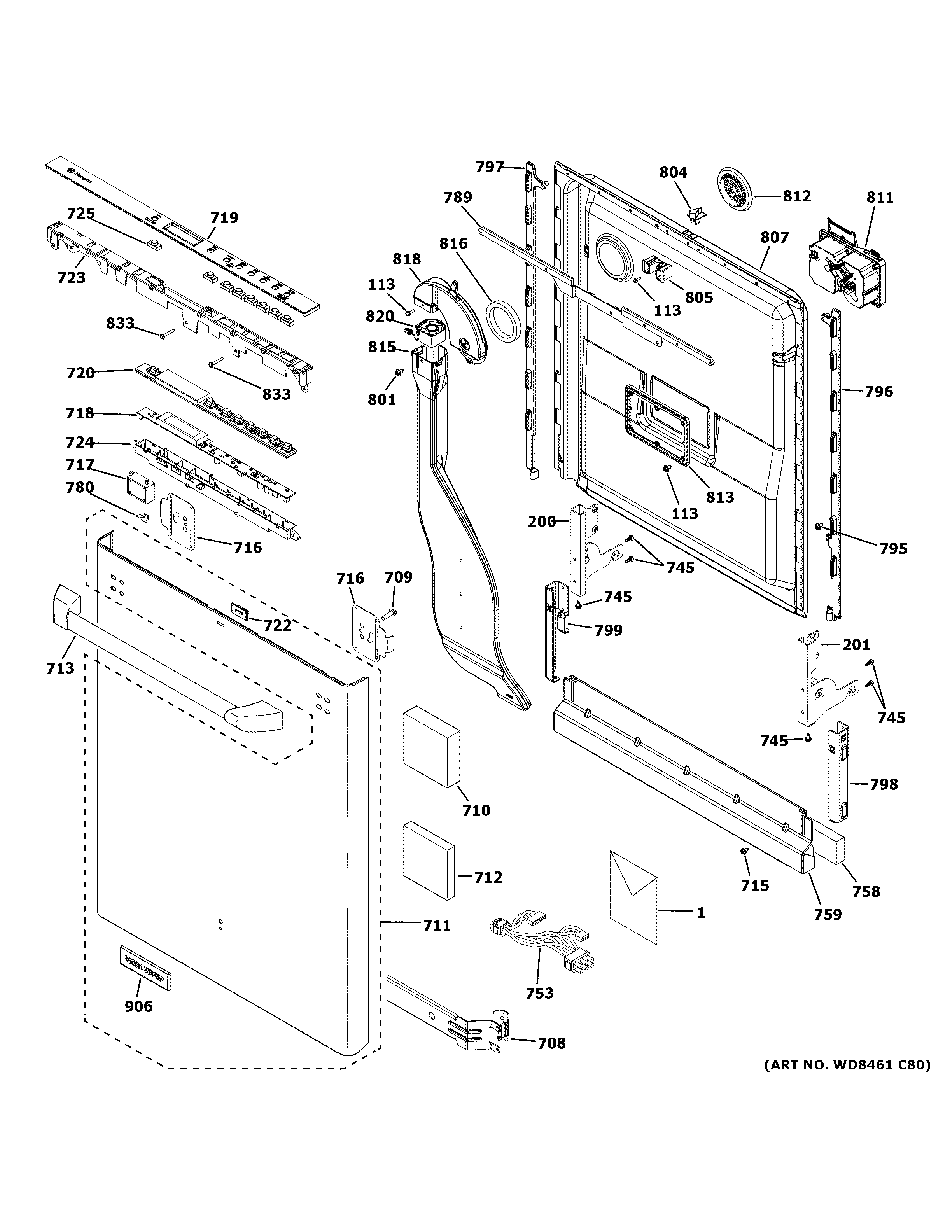Escutcheon & door assembly