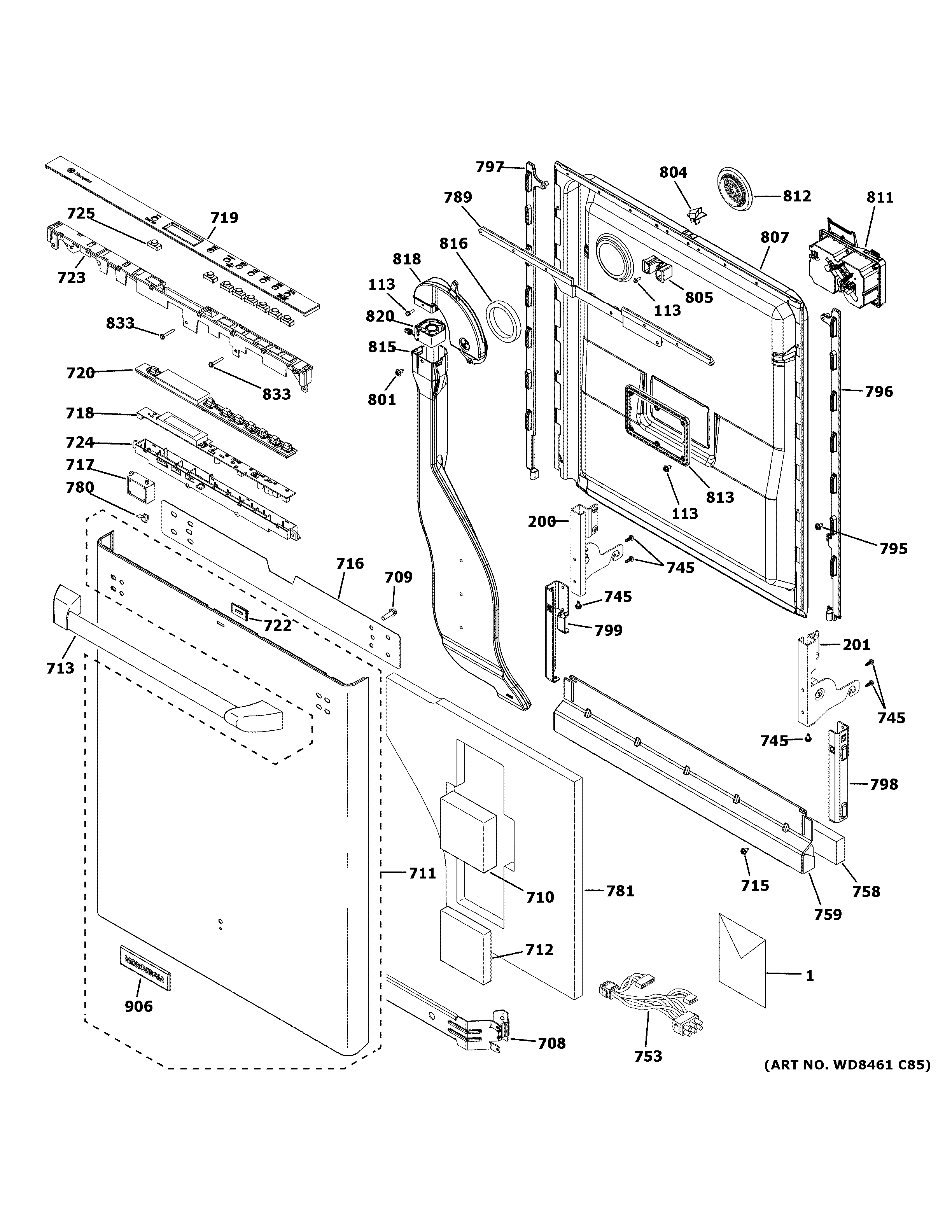Escutcheon & door assembly