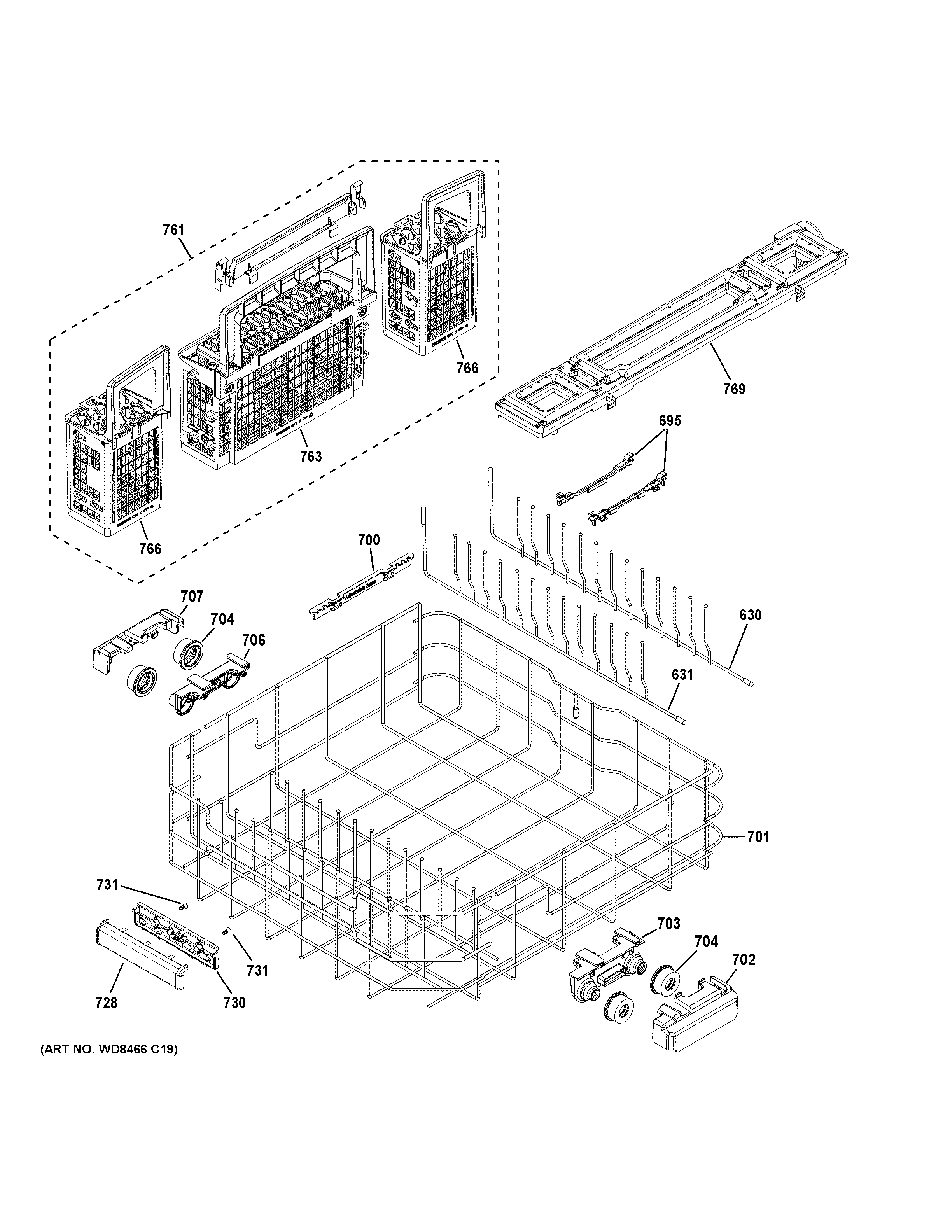 Lower rack assembly