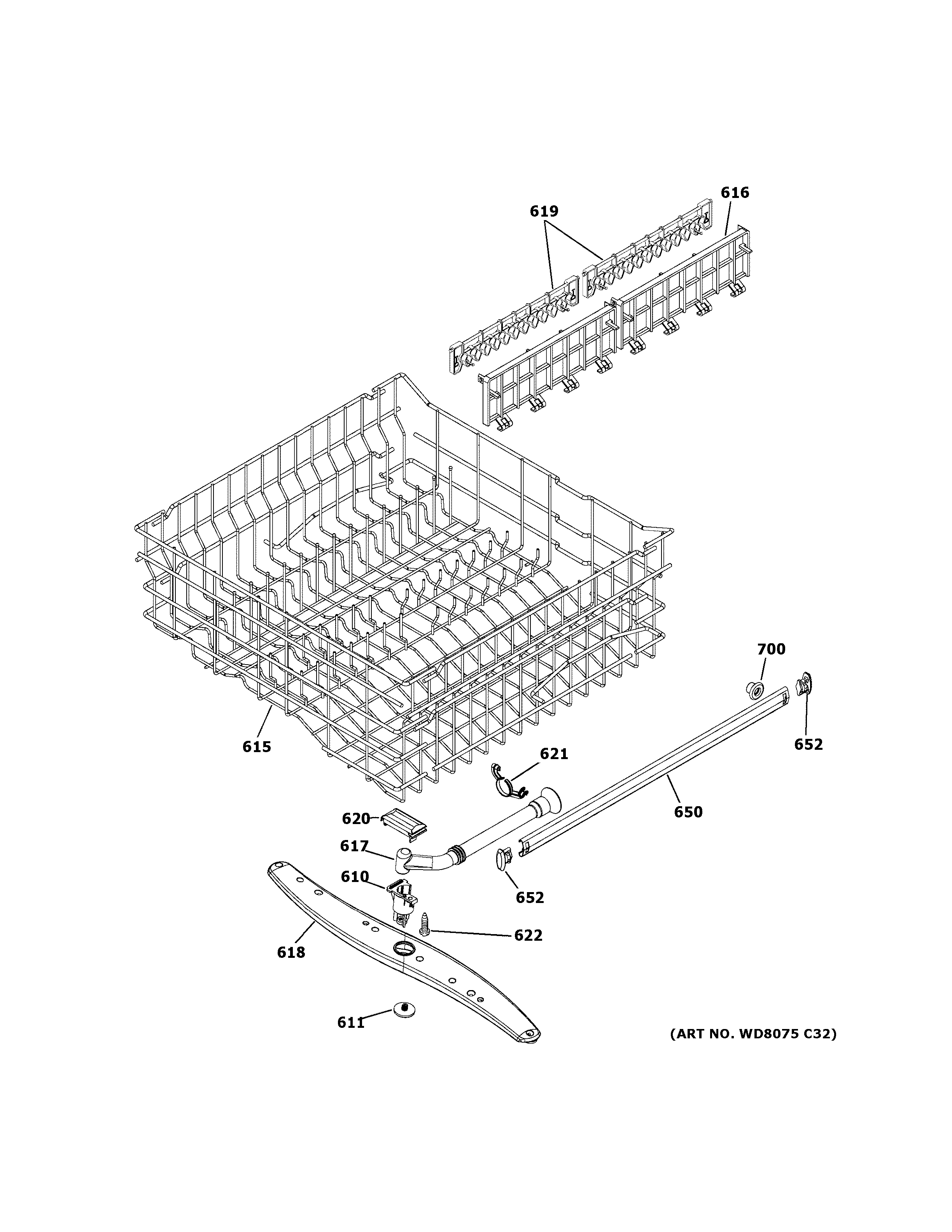 Upper rack assembly