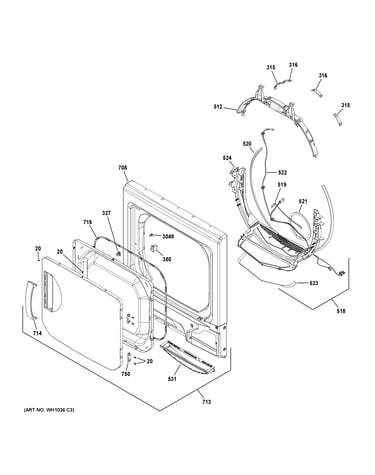 Dryer front panel & door