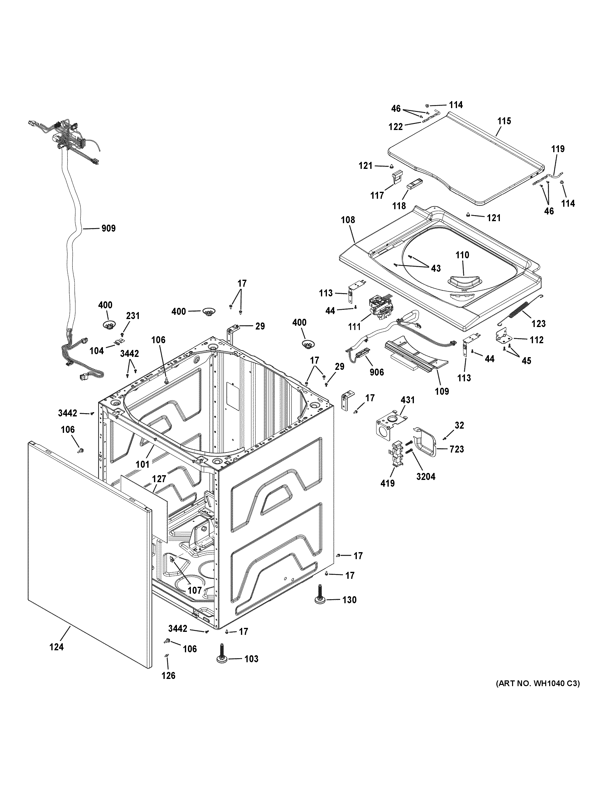 WASHER CABINET & LID