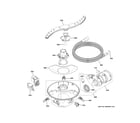 GE GDF645SMN4ES motor, sump & filter assembly diagram