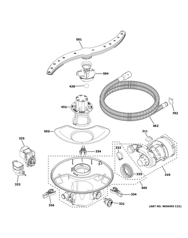 Motor, sump & filter assembly